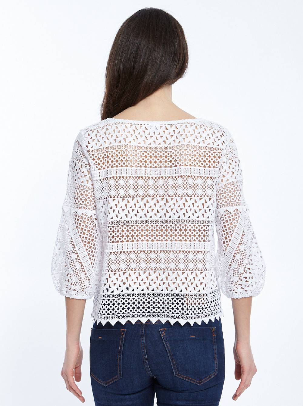 Oscalito Macramè geometrico allover con maniche a tre quarti 4532 Presa