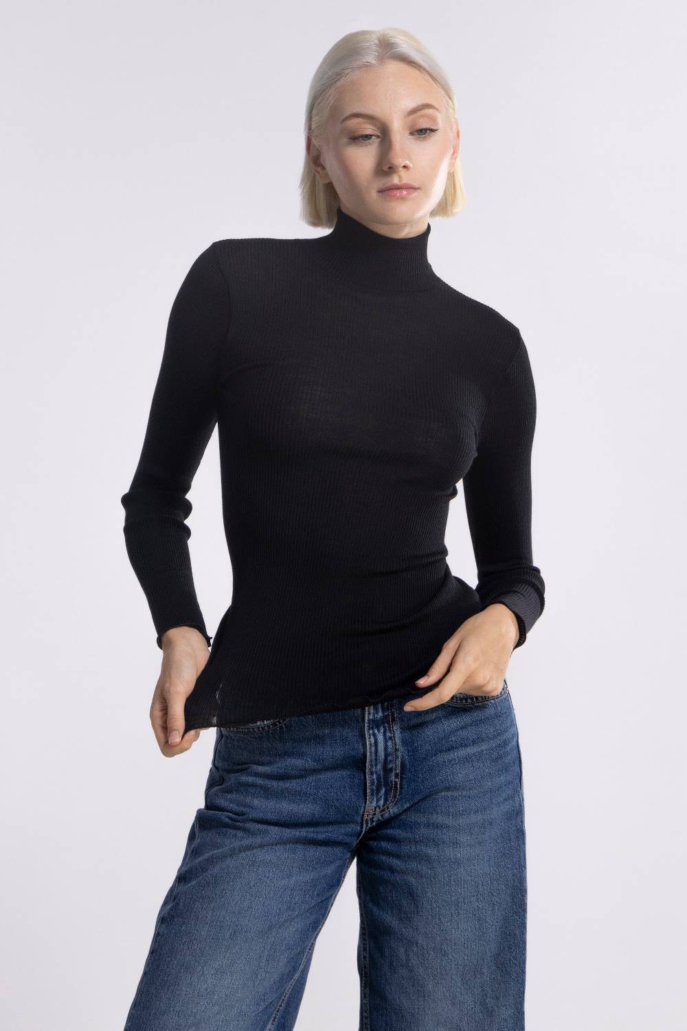Oscalito Dolcevita Lupetto Tubolare Maniche Lunghe Lana e Seta 3429 Sconto