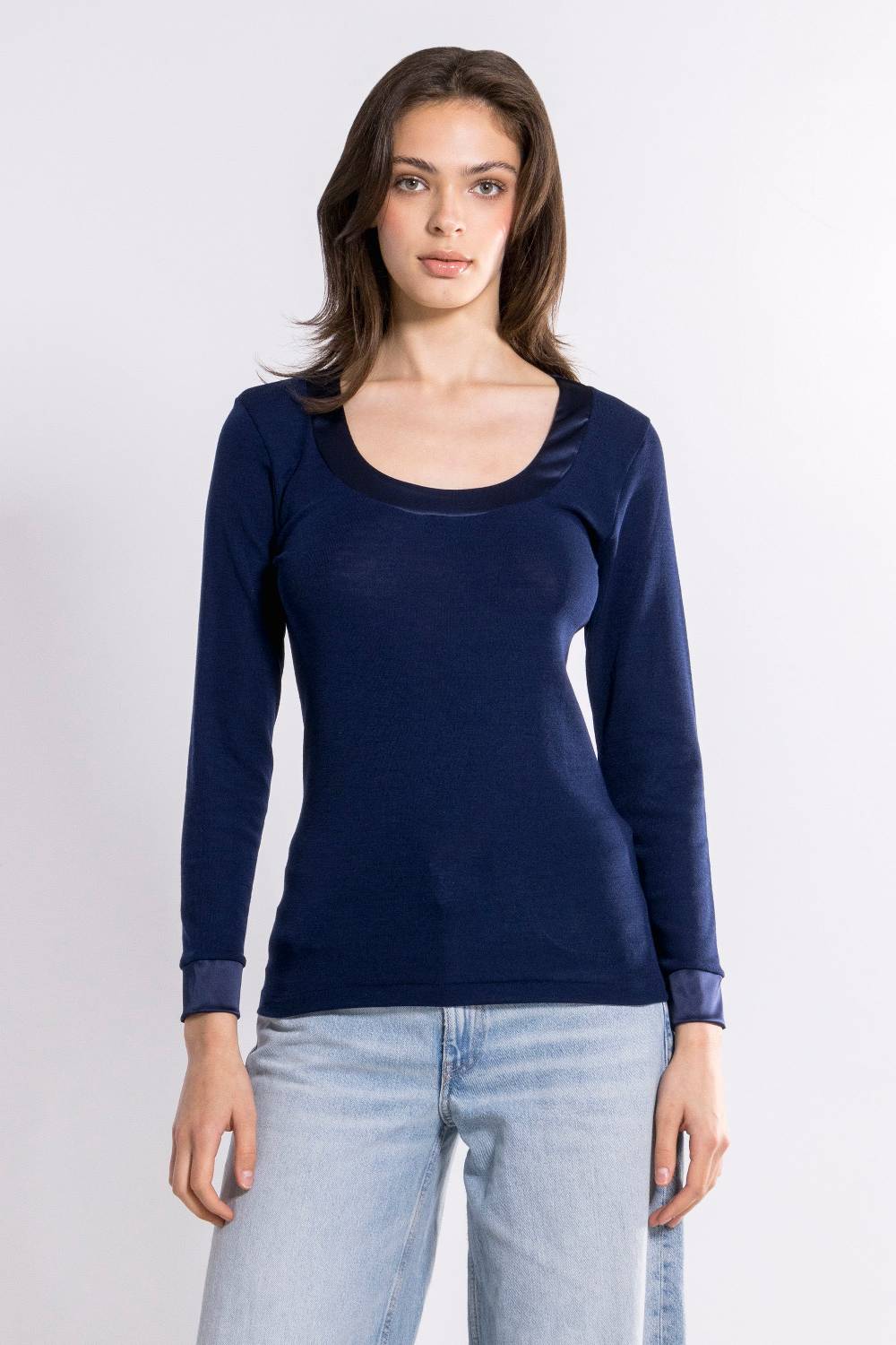 Oscalito Camicia Donna Lana e Seta maniche lunghe 4258 Vendite Flash