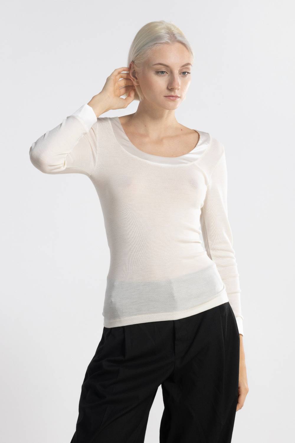 Oscalito Camicia Donna Lana e Seta maniche lunghe 4258 Vendite Flash