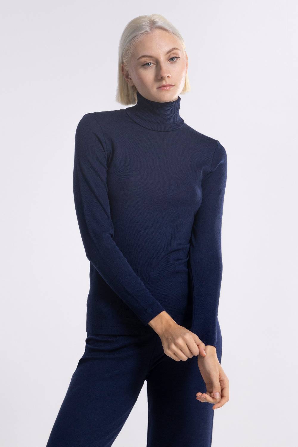 Oscalito Maglia Dolcevita a Maniche Lunghe in tessuto liscio di Lana e Seta 3478 Nuova