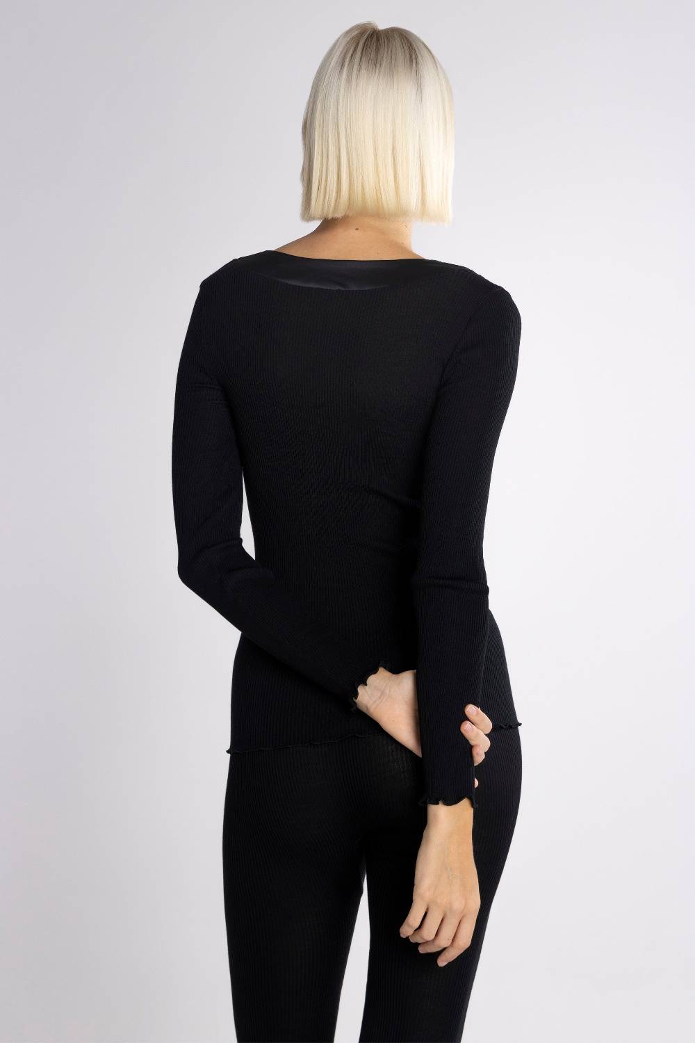 Oscalito Elegante camicia a maniche lunghe con bordi in raso 5304 Moda