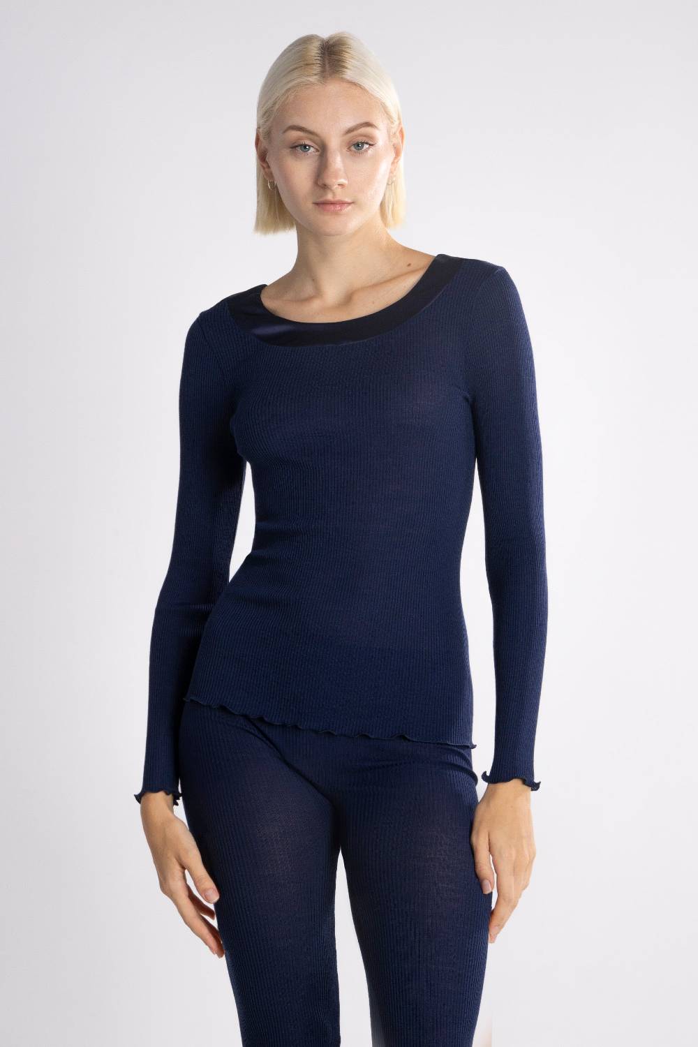 Oscalito Elegante camicia a maniche lunghe con bordi in raso 5304 Moda