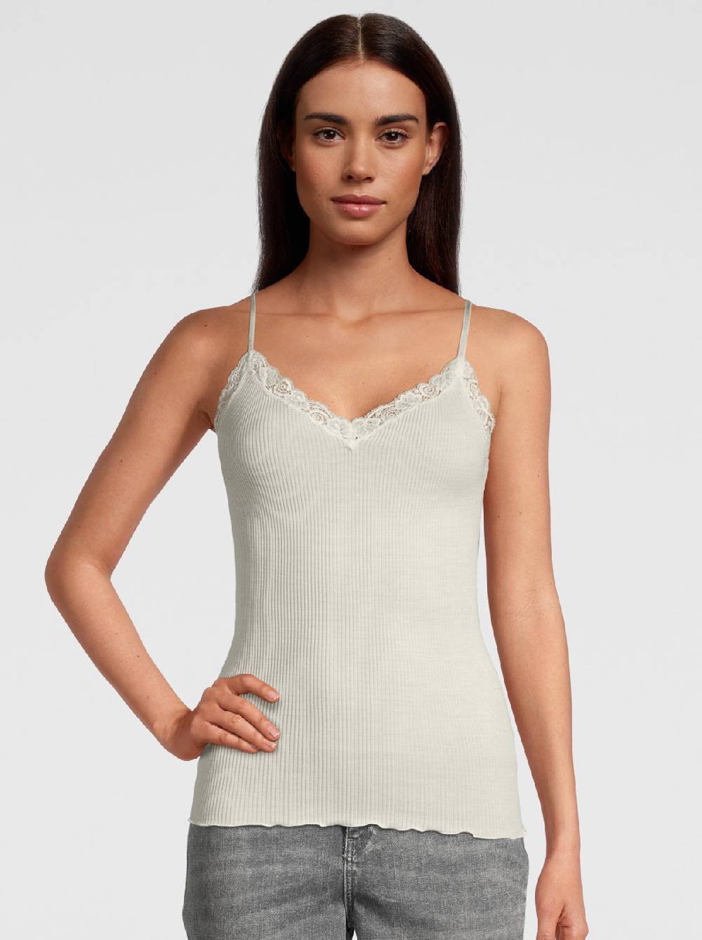Oscalito Top in Lana e Seta con Pizzo Leavers 3408 Vendita