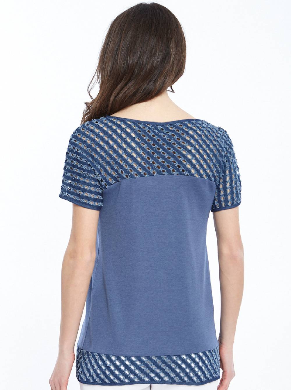Oscalito T-shirt Filoscozia® con Dettagli in Denim Laserato 4604 Negozio