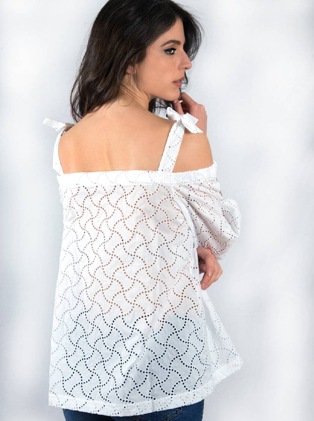 Oscalito Camicia Tre Quarti Scollo Barca in Pizzo Sangallo 4552 Italia