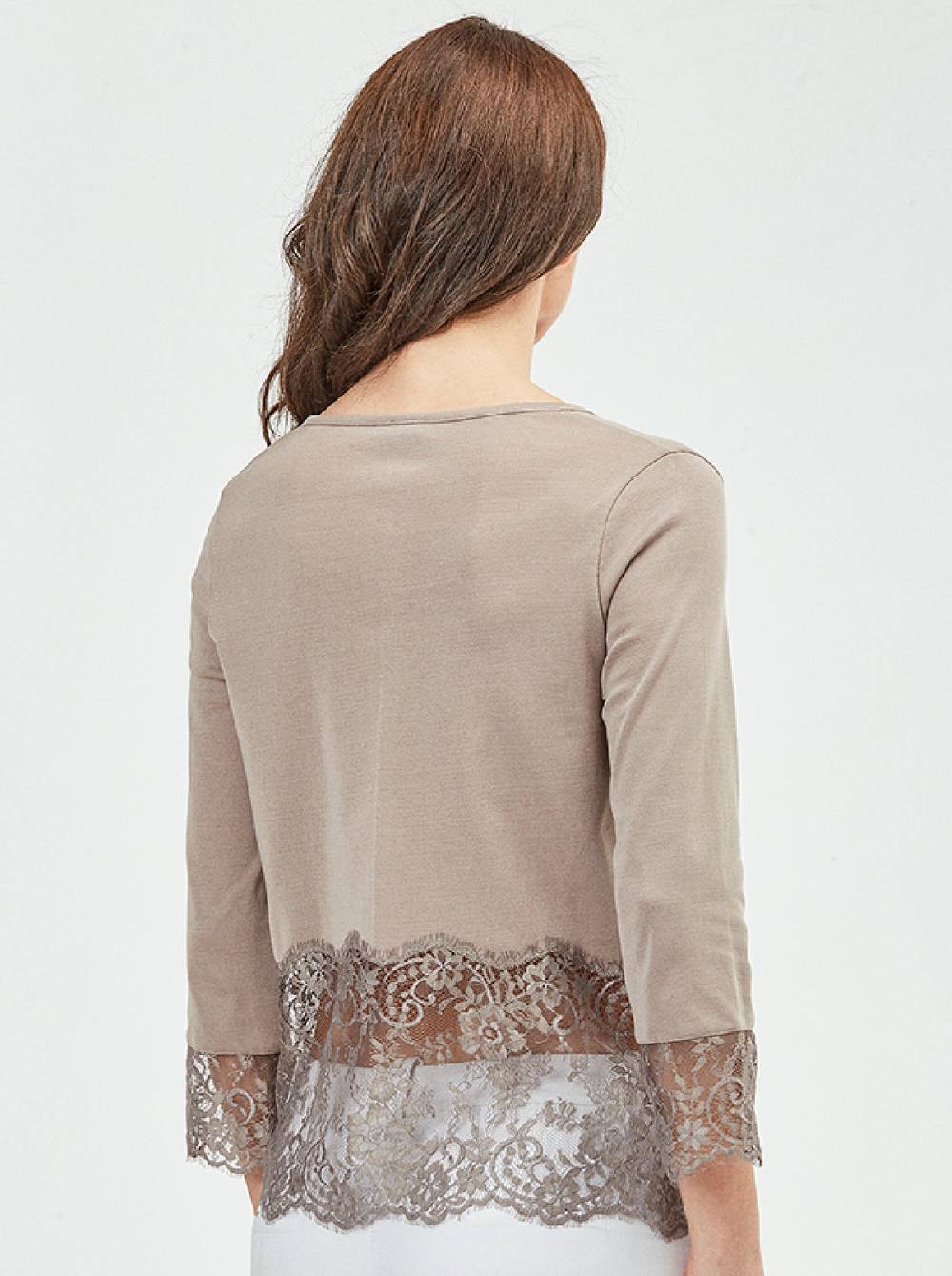 Oscalito Cardigan maniche lunghe con balza chantilly 3186 Sottocosto