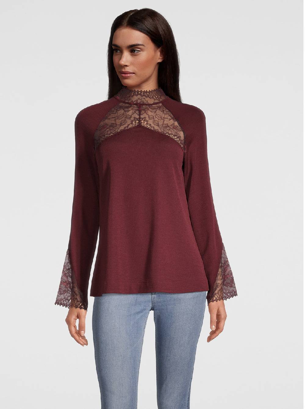 Oscalito Manica lunga in Lana e Seta con Pizzo Leavers 6468 In Vendita