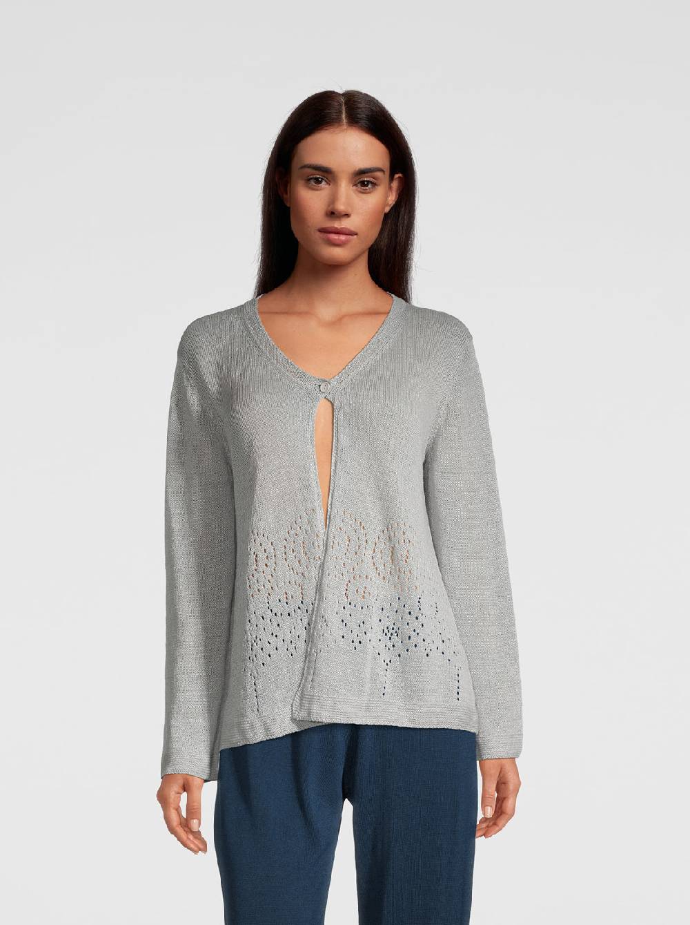 Oscalito Cardigan Tricot in maglia di Puro Lino 6586 Vendite Flash