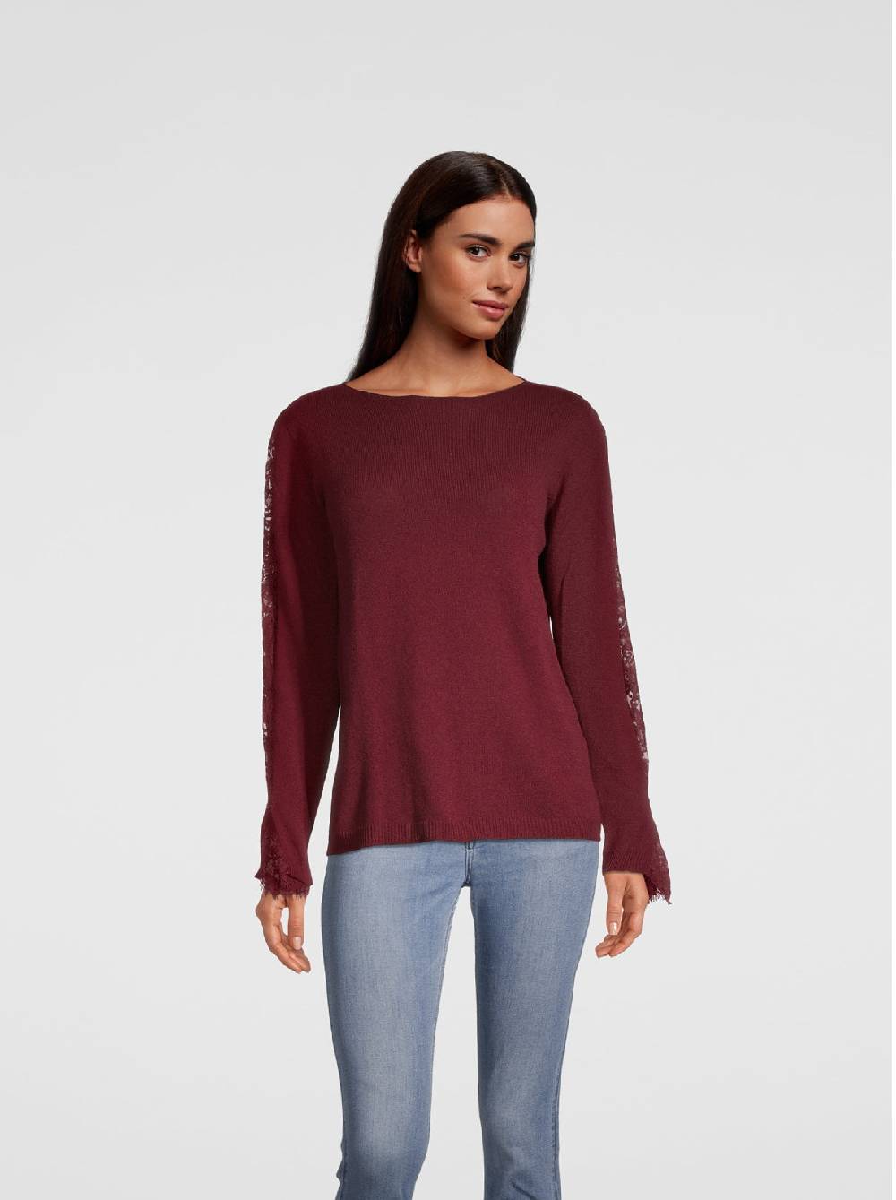 Oscalito Girocollo manica lunga Dentelle de Calais® in Lana Merinos e Cashmere 6438 Moda