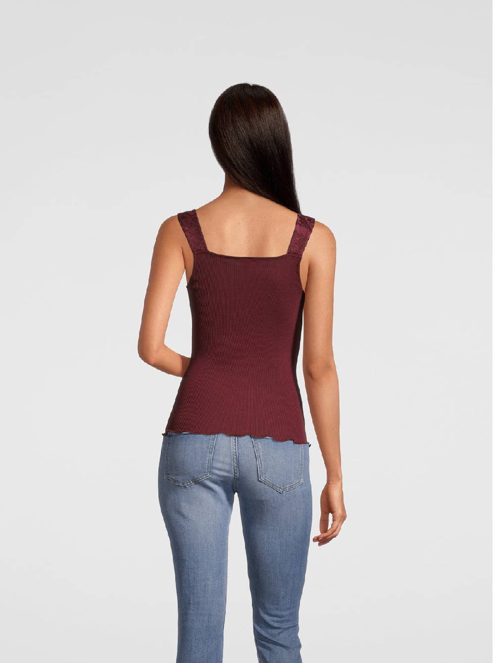 Oscalito Top in Lana e Seta con Pizzo Leavers all over 6420 Italia