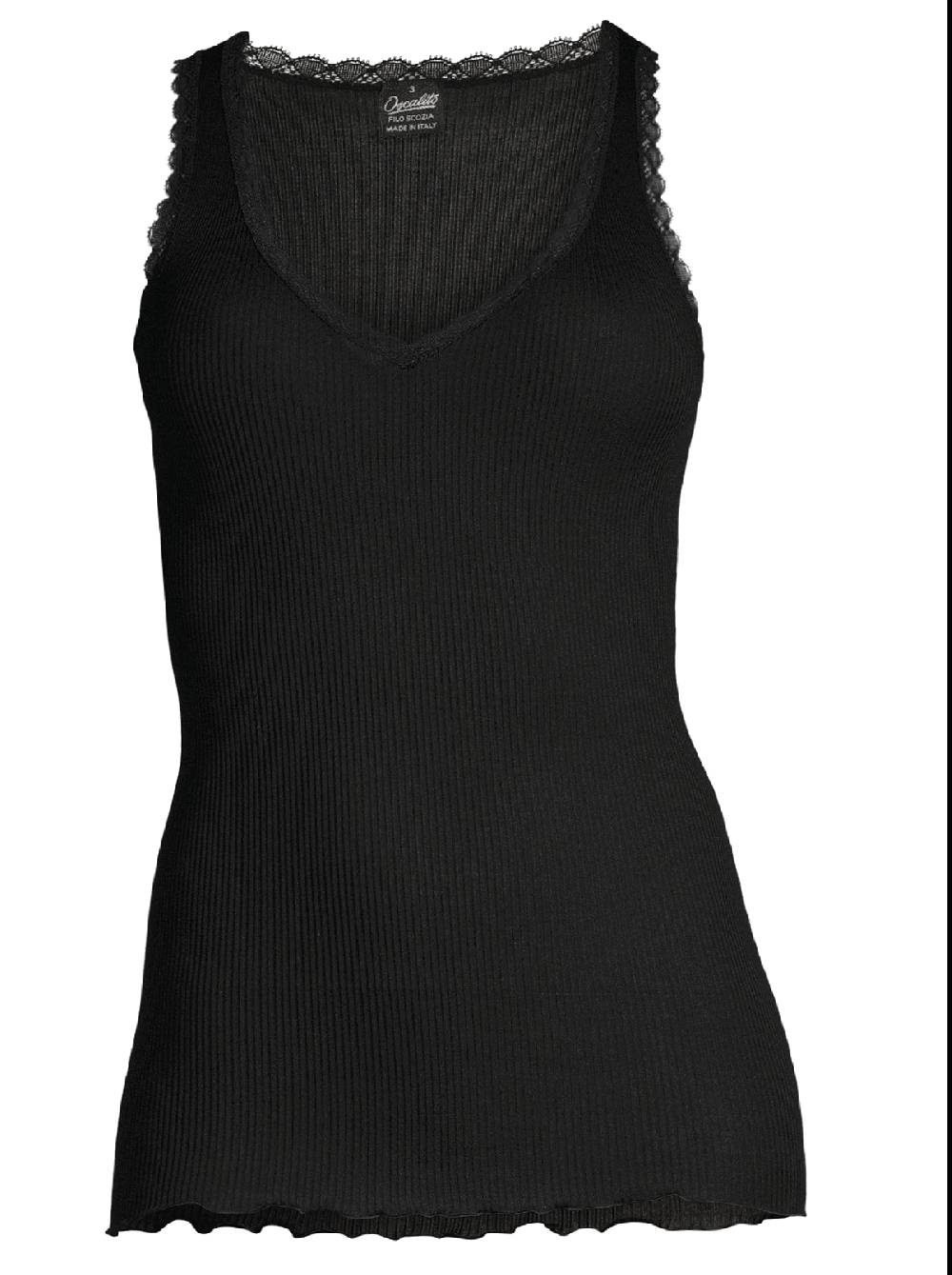 Oscalito Canotta Filoscozia® Scollo a V con Micro Pizzo Leavers 3172 Moda