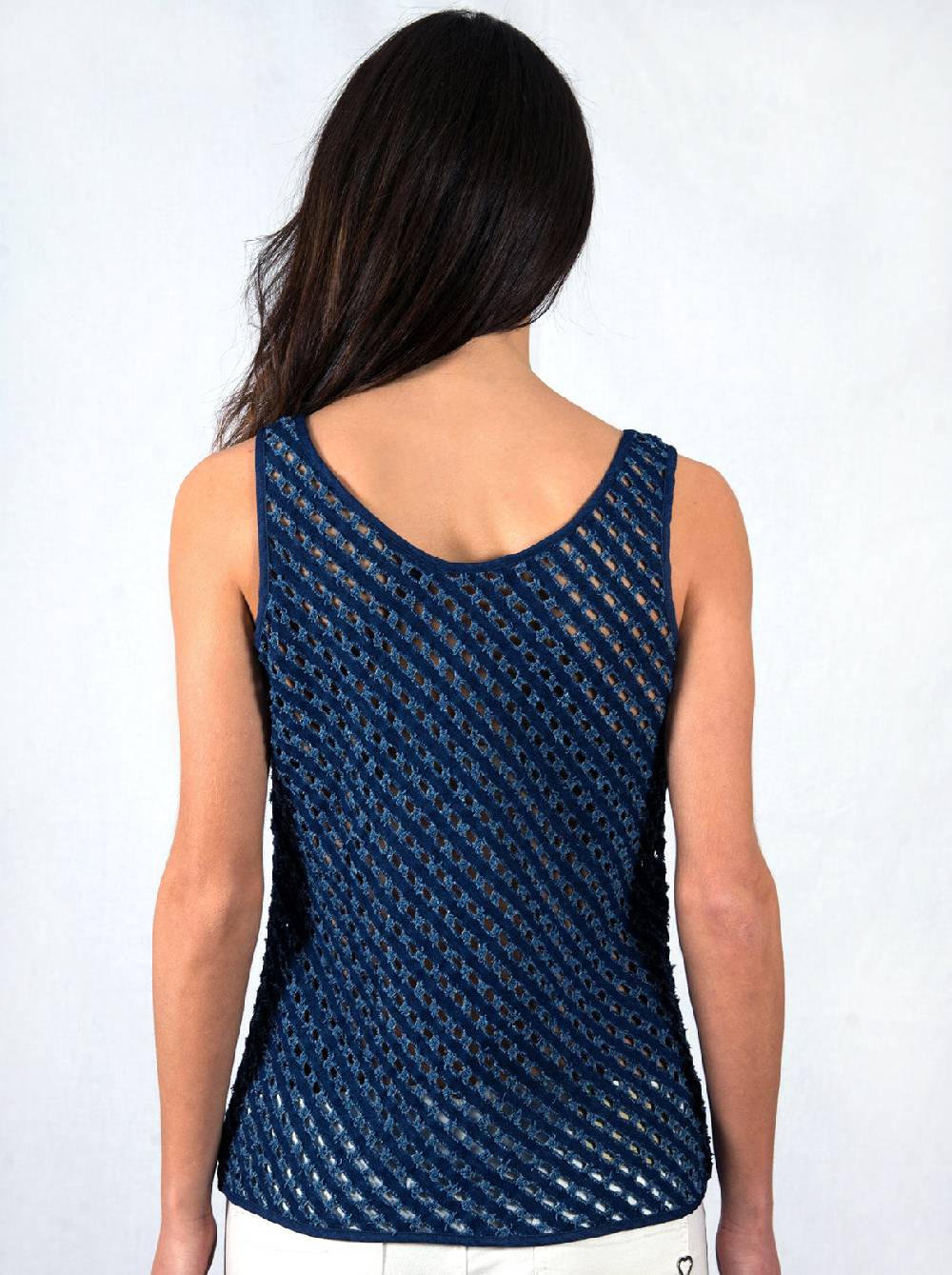 Oscalito Canotta in misto cotone denim laserato 4600 Spedizione Gratuita