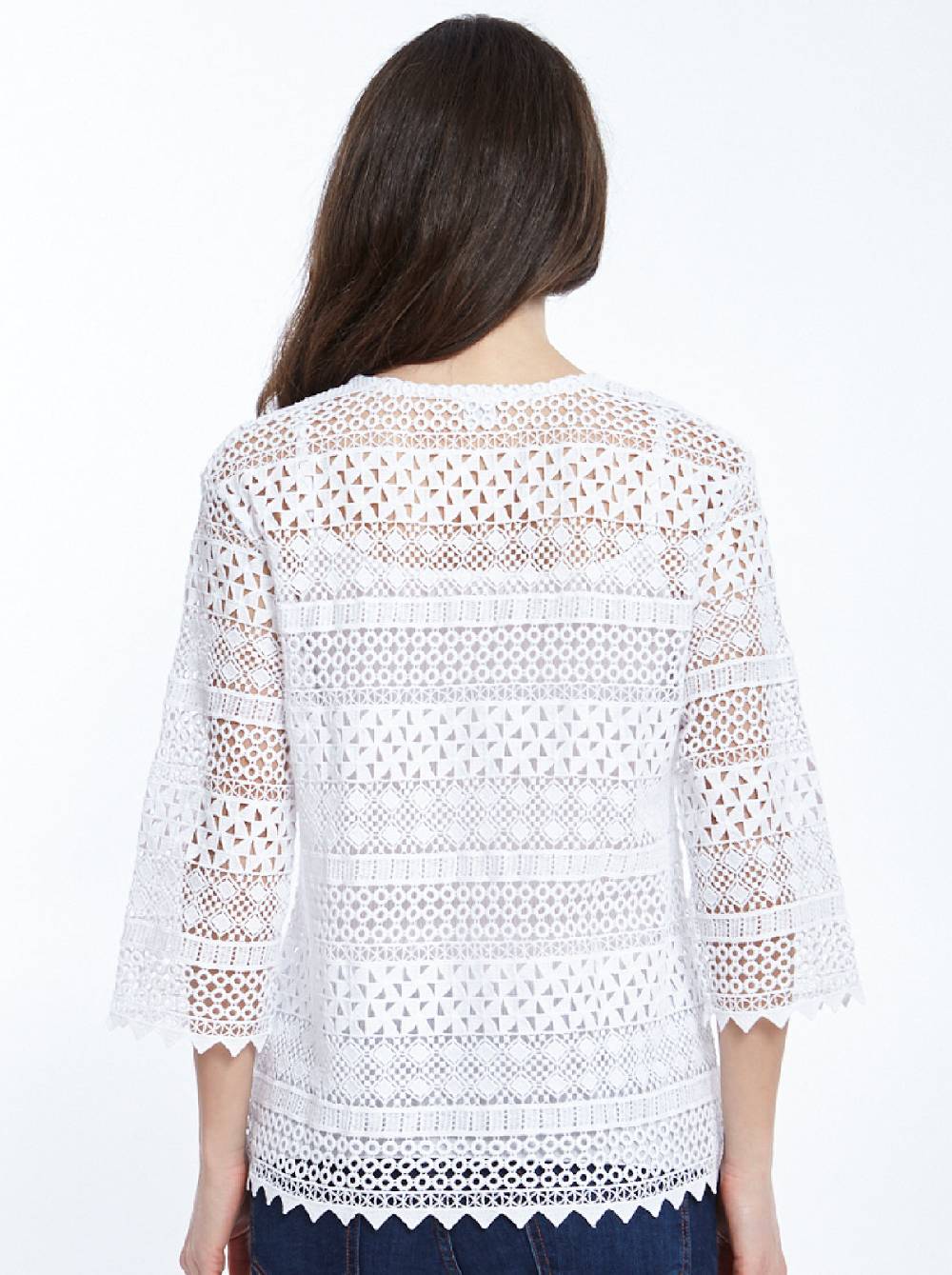 Oscalito Cardigan a maniche midi Allover Macramè Cotone 4536 Promozione Limitata