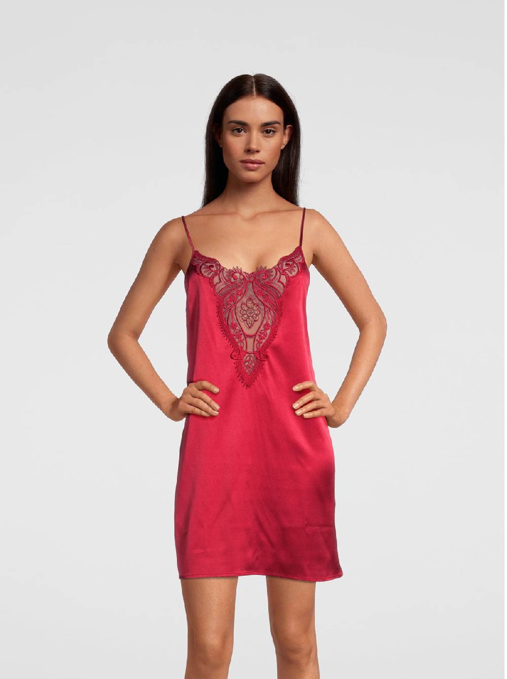 Oscalito Abito sottoveste in raso di seta stretch con macramè 10340 Pezzi Unici