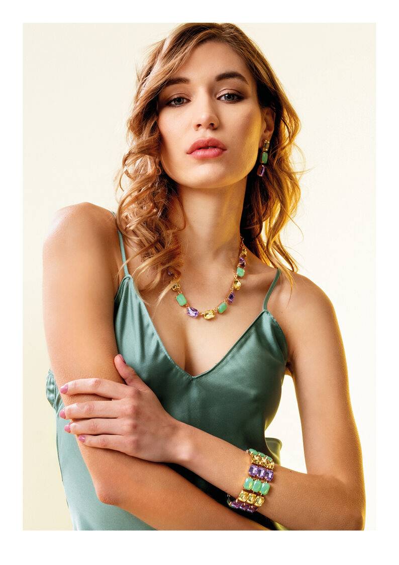 Ottaviani Bracciale dorato con cristalli In Vendita