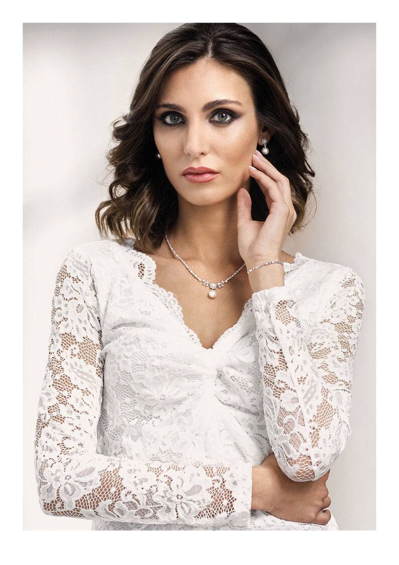 Ottaviani Orecchini rodiati con cubic zirconia e perle Vendita Economica