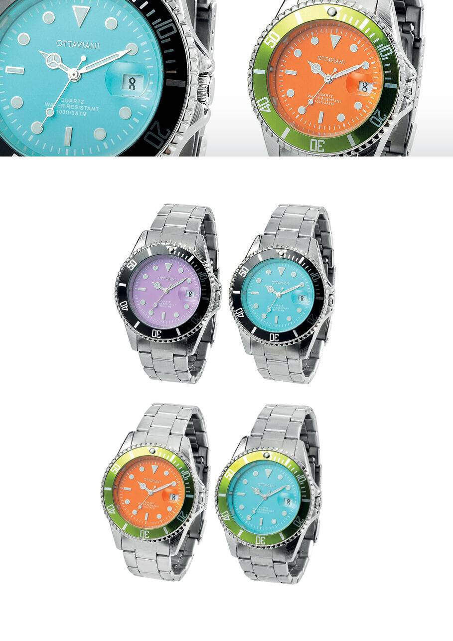 Ottaviani Quarzo arancione e bracciale metallo Nuovo