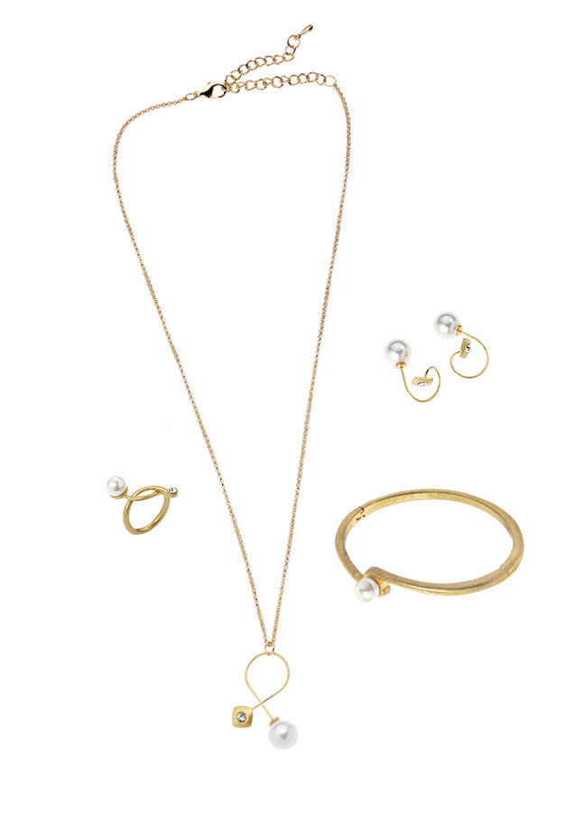 Ottaviani Anello in metallo placcato oro 18k,perle bijou Spedizione Gratuita
