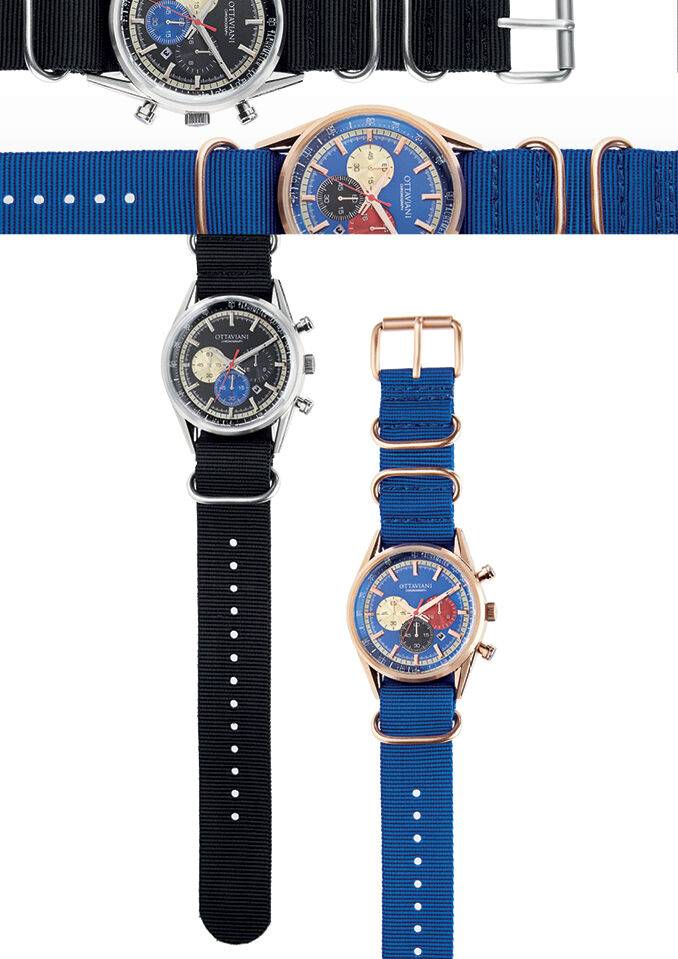 Ottaviani Cronografo blu e rose gold cursori colorati Qualità