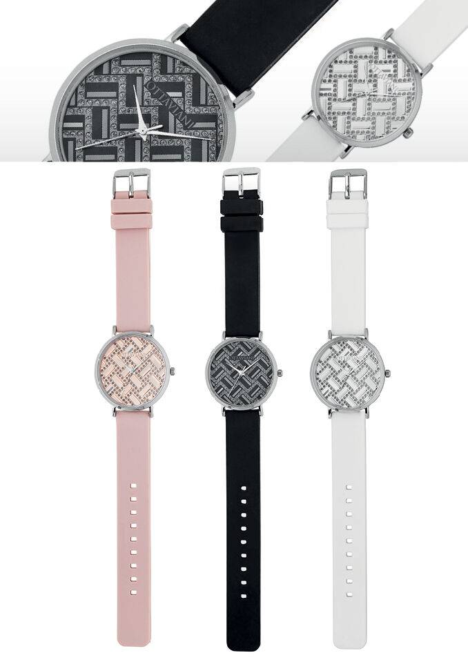 Ottaviani Quarzo argento silicone nero Nuovo