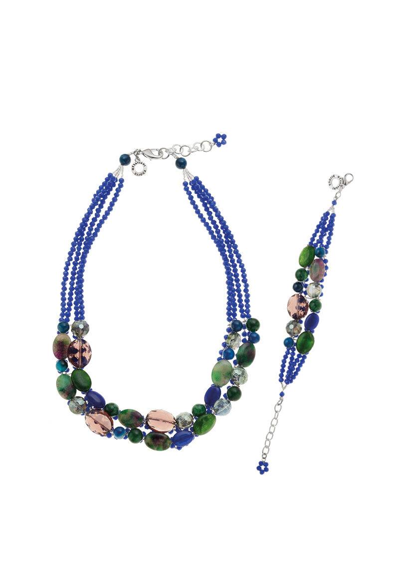 Ottaviani Collana con agata e cristalli Nuova