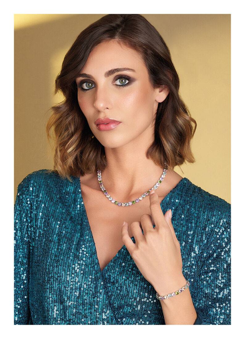 Ottaviani Bracciale rodiato con cubic zirconia colorata Vendita