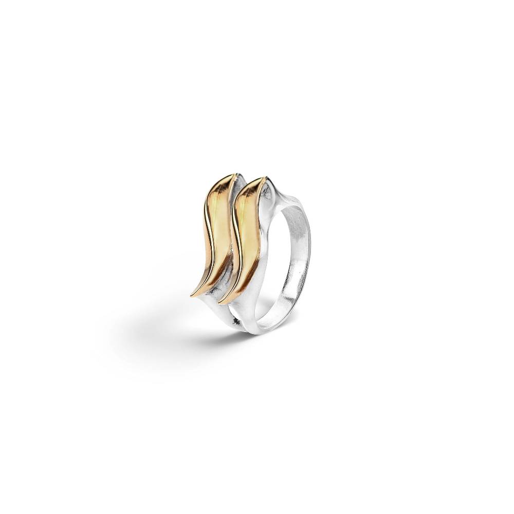 ﻿Paola Grande Gioielli FLAME Anello con due elementi in argento e bronzo Promozione