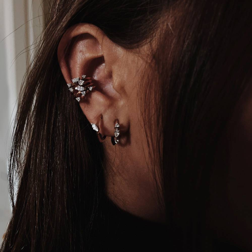 Paola Grande Gioielli BALANCE Ear cuff 'Balance' oro rosa con diamante taglio goccia Sottocosto