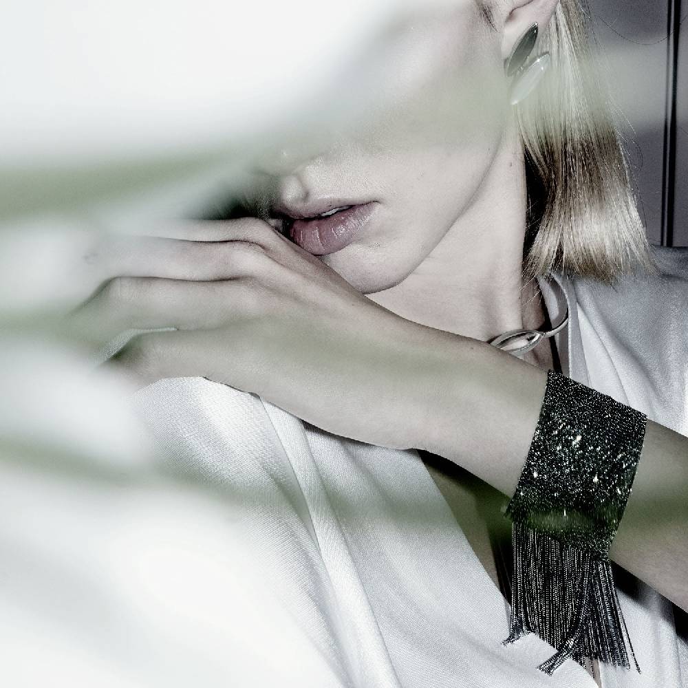 Paola Grande Gioielli SCIARPE Bracciale in maglia d'argento con frange Offerte