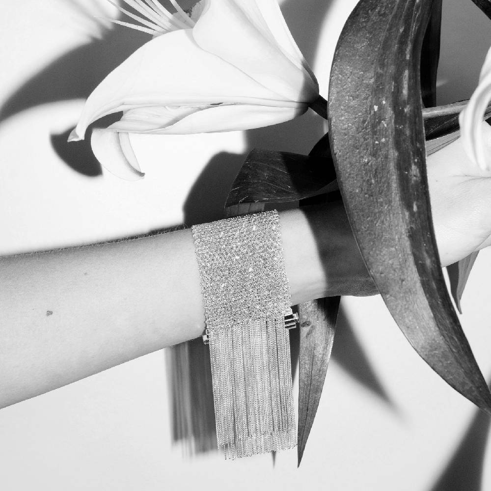 Paola Grande Gioielli SCIARPE Bracciale in maglia d'argento con frange Hotsell