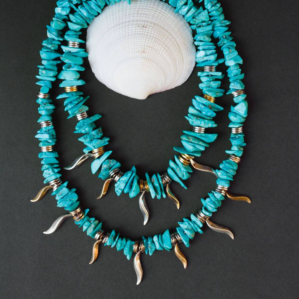 Paola Grande Gioielli FLAME Collana girocollo in turchese ed ematite Vendita