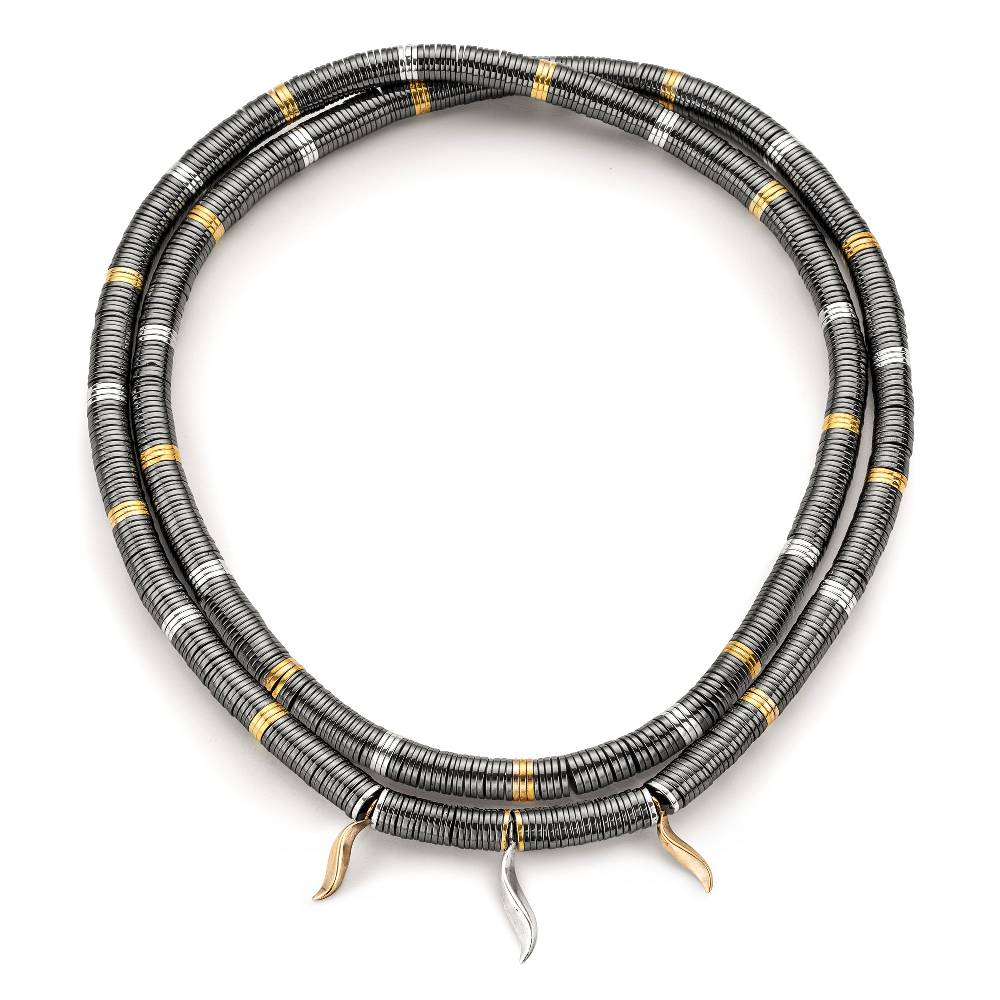 Paola Grande Gioielli FLAME Collana lunga in ematite con pendenti Spedizione Gratuita