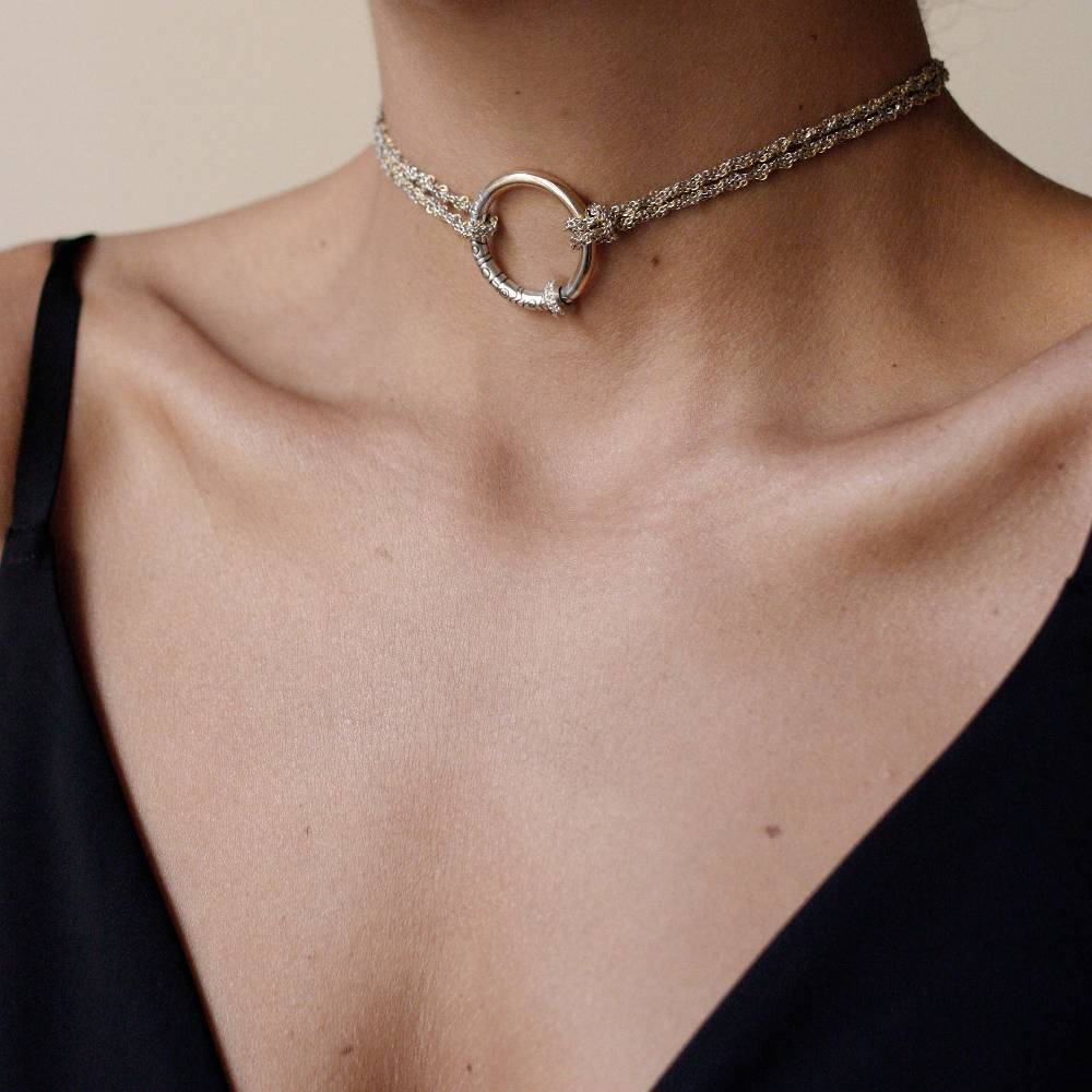 Paola Grande Gioielli NEON Collana|Choker 'Neon' bicolore con pavé Offerta