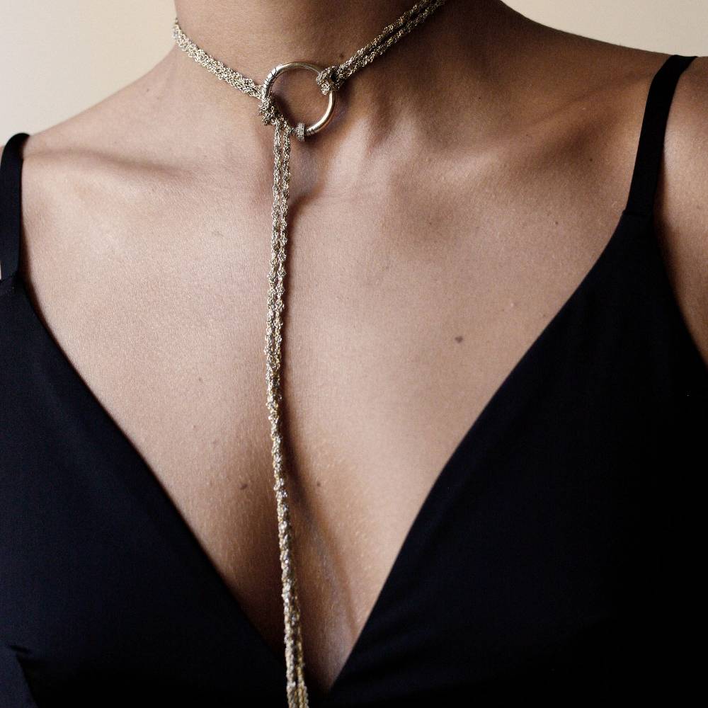 Paola Grande Gioielli SCIARPE Cordino/choker bicolor Vendita Calda