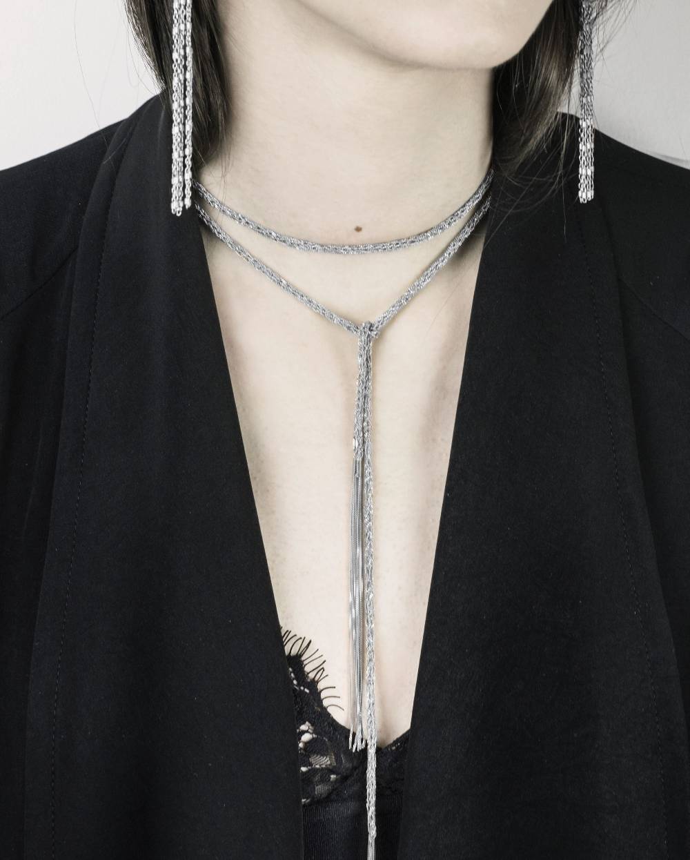 Paola Grande Gioielli SCIARPE Cordino/choker in argento Nuovo