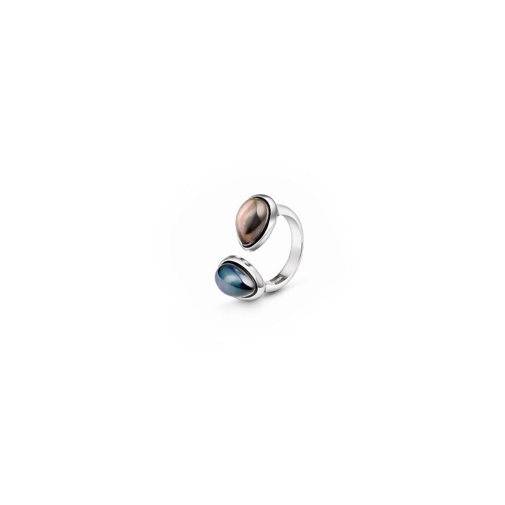 Paola Grande Gioielli AURUM Anello Goccia blu|grigio 2 elementi In Linea