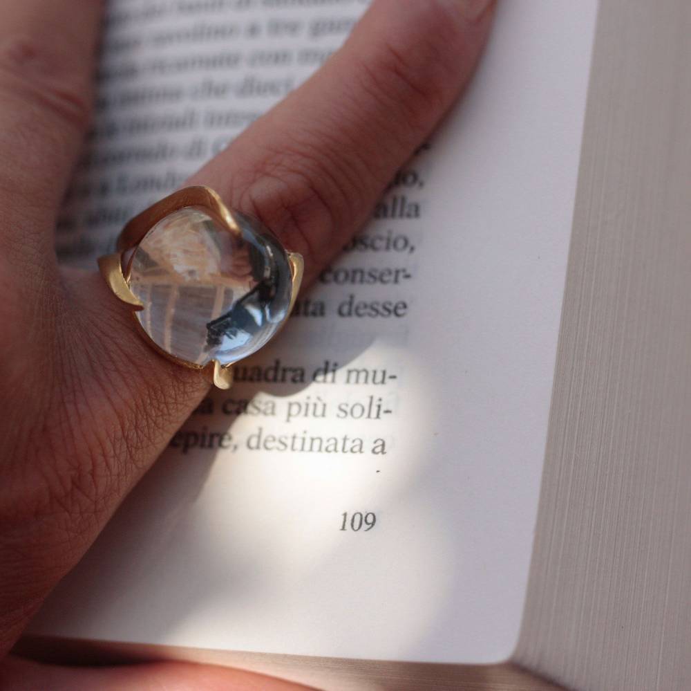 Paola Grande Gioielli SOLIS Anello 'Solis' in bronzo con cristallo di rocca Economico