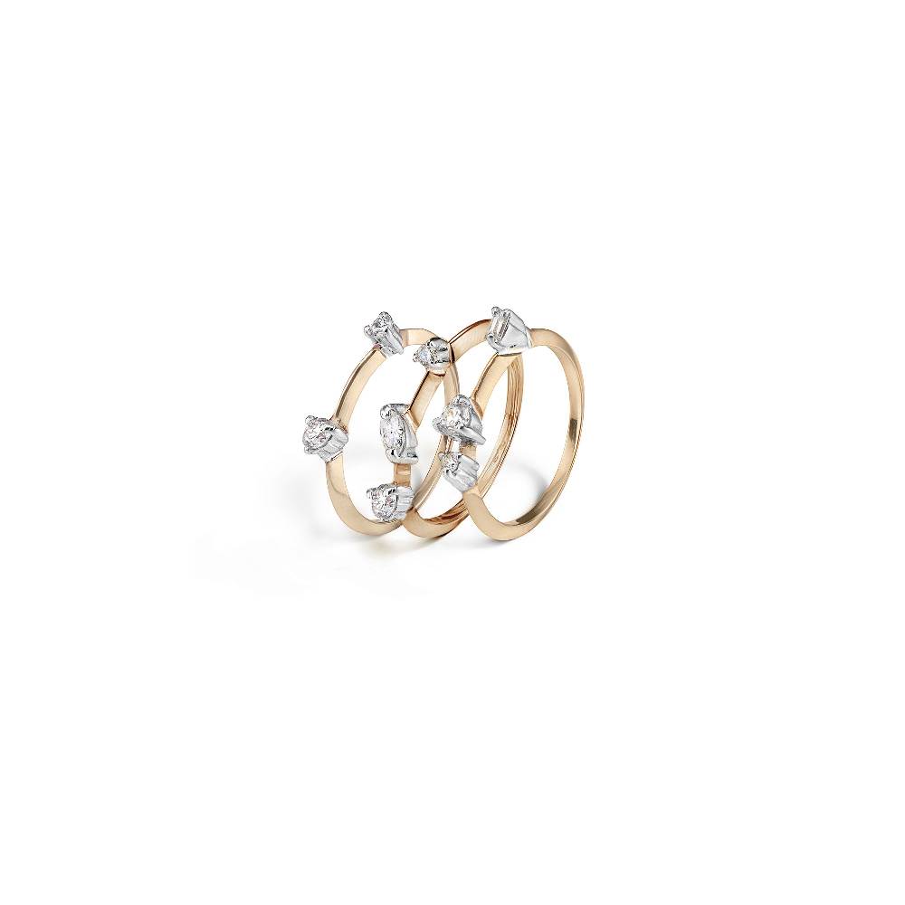 Paola Grande Gioielli BALANCE Set di 3 anelli 'Balance' in oro rosa e diamanti In Linea