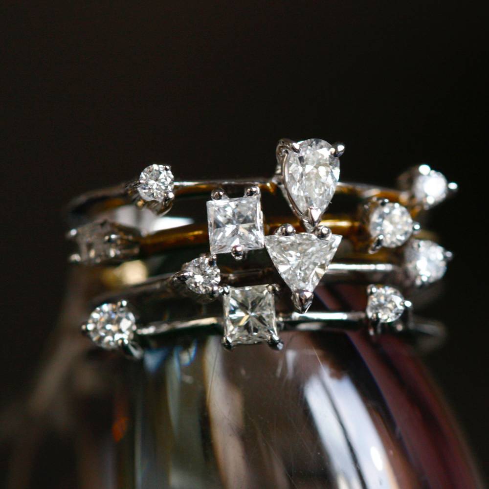 Paola Grande Gioielli BALANCE Anello 'Balance' oro rosa taglio brillante e baguette Promozione
