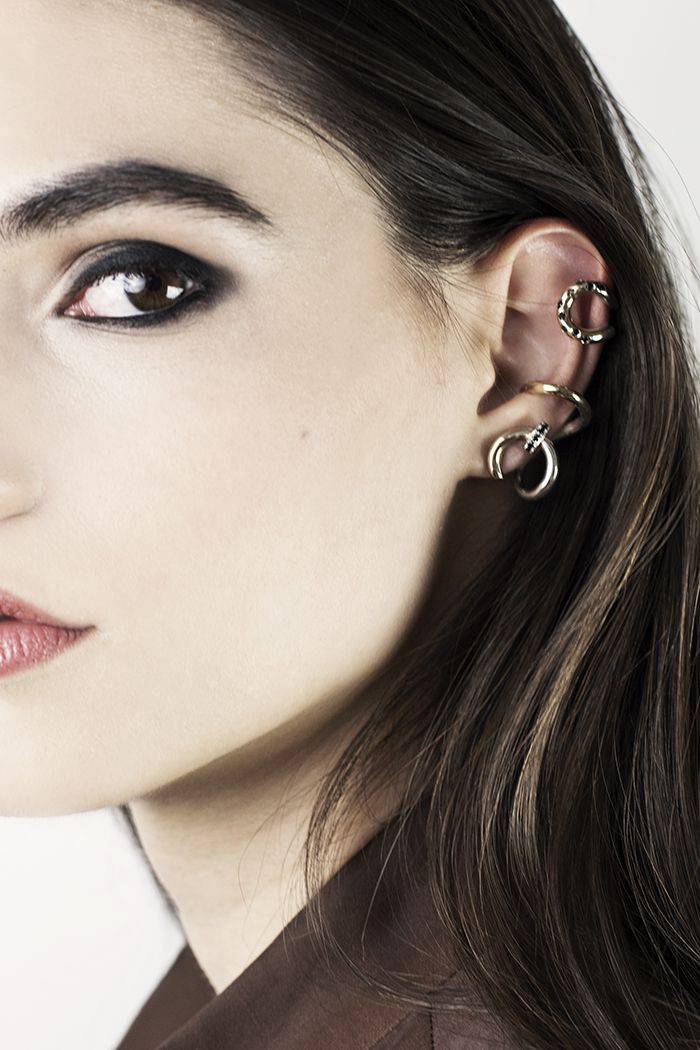 Paola Grande Gioielli NEON Riccioli 'Neon' con bullone e pietre nere Outlet