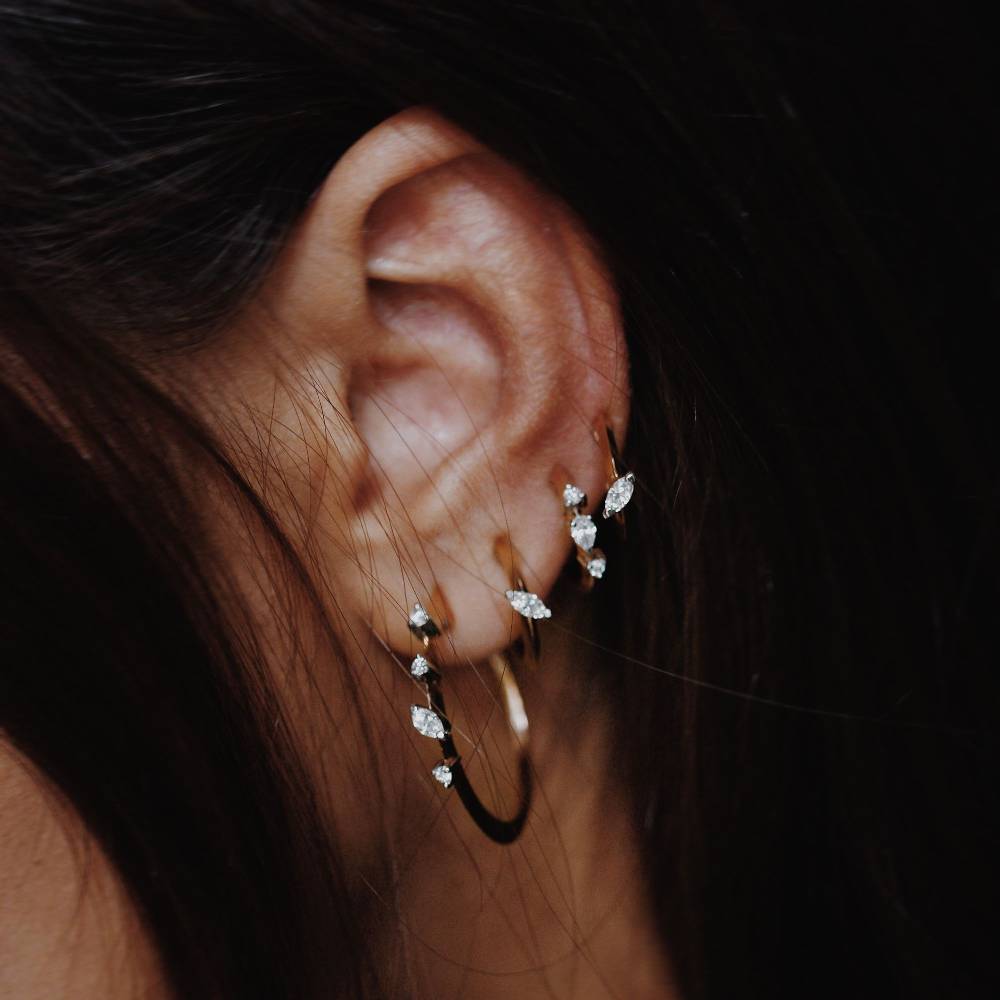 Paola Grande Gioielli BALANCE Set di 3 orecchini 'Balance' oro rosa con diamanti Ultimi due giorni
