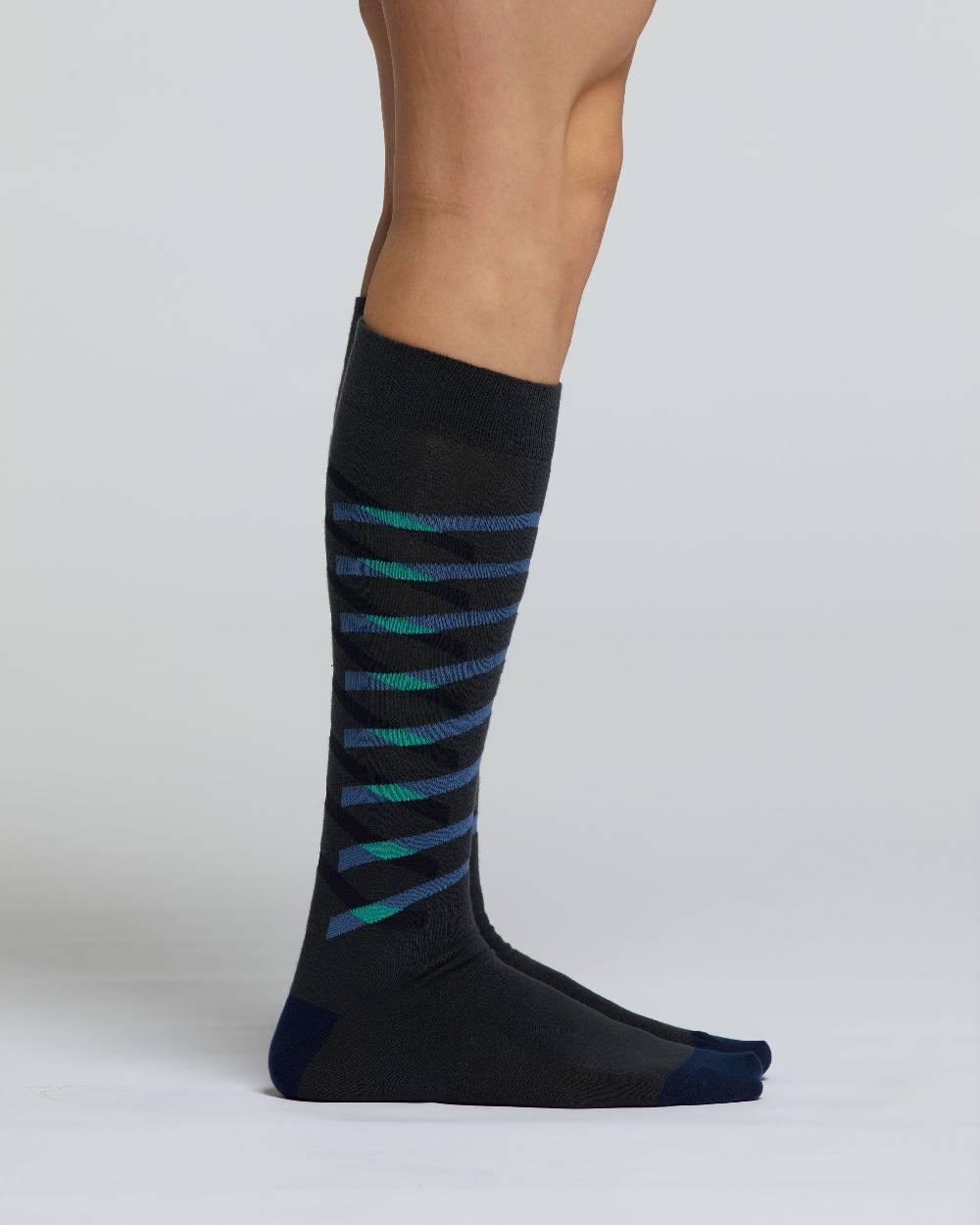 Pompea CALZA LUNGA COTONE ROVERE MOTIVO RIGHE INTRECCIATE Saldi