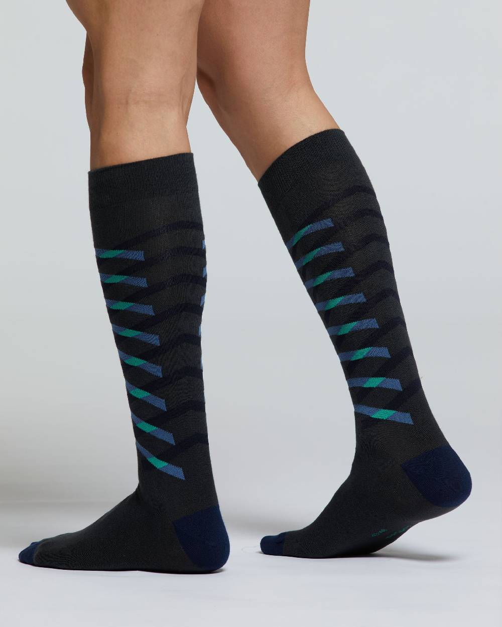 Pompea CALZA LUNGA COTONE ROVERE MOTIVO RIGHE INTRECCIATE Saldi