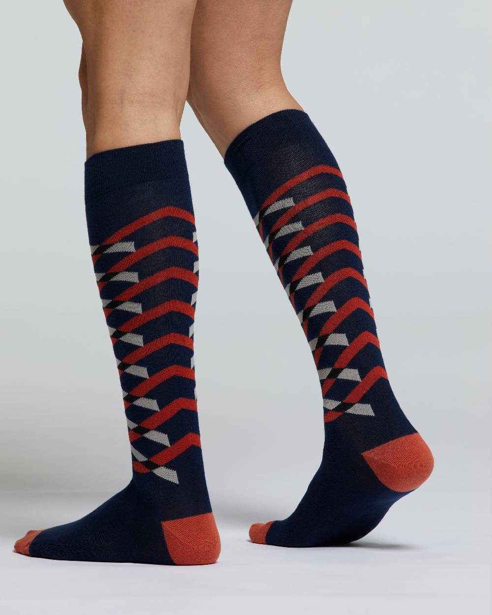 Pompea CALZA LUNGA COTONE ROVERE MOTIVO RIGHE INTRECCIATE Offerte