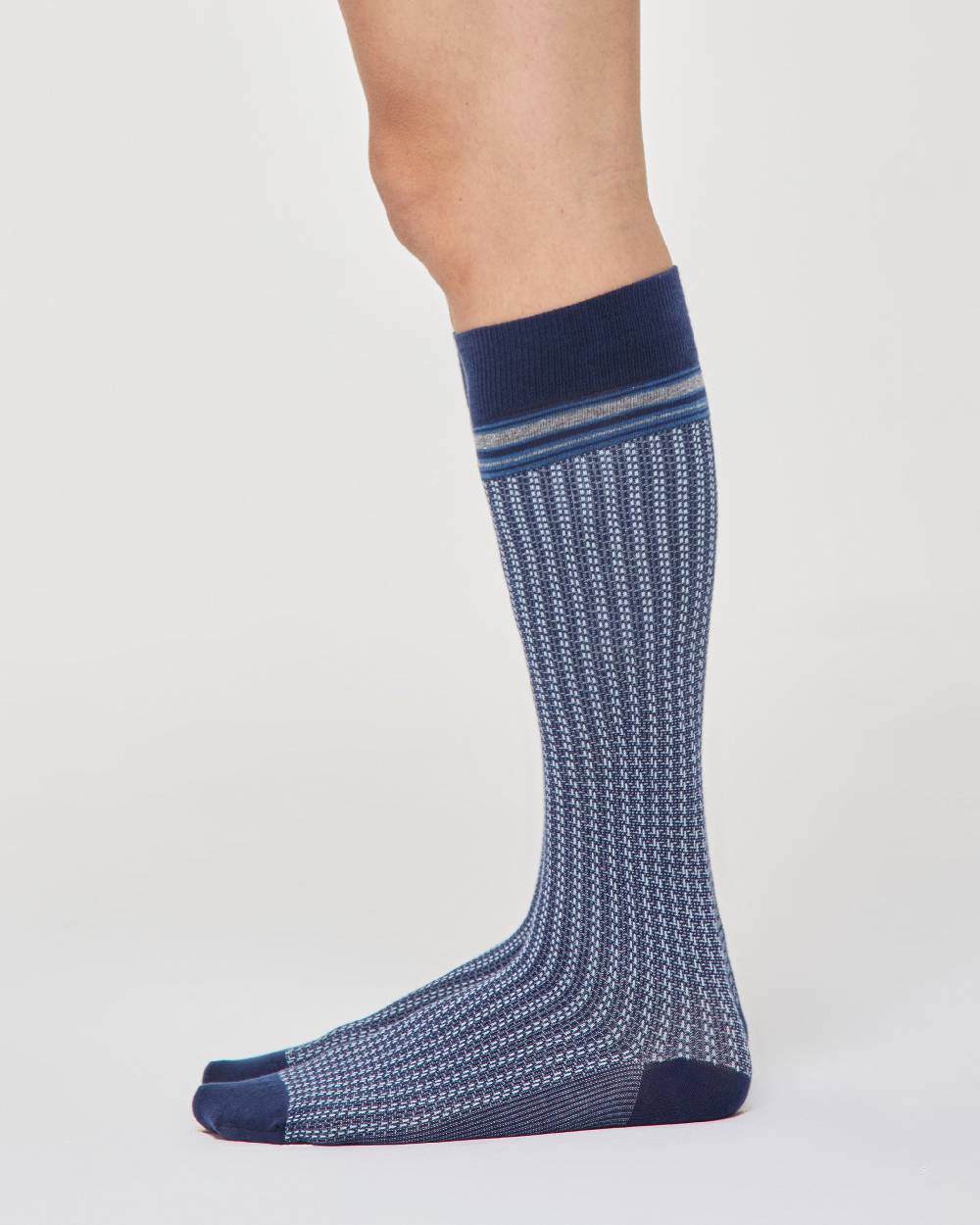 Pompea Calza lunga Efrem cotone con motivo cravatteria