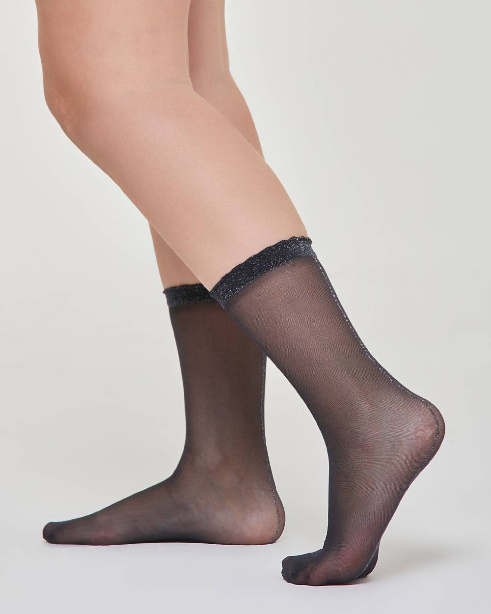 Pompea Calzino velato Alina con bordo a cappettine Grandi sconti
