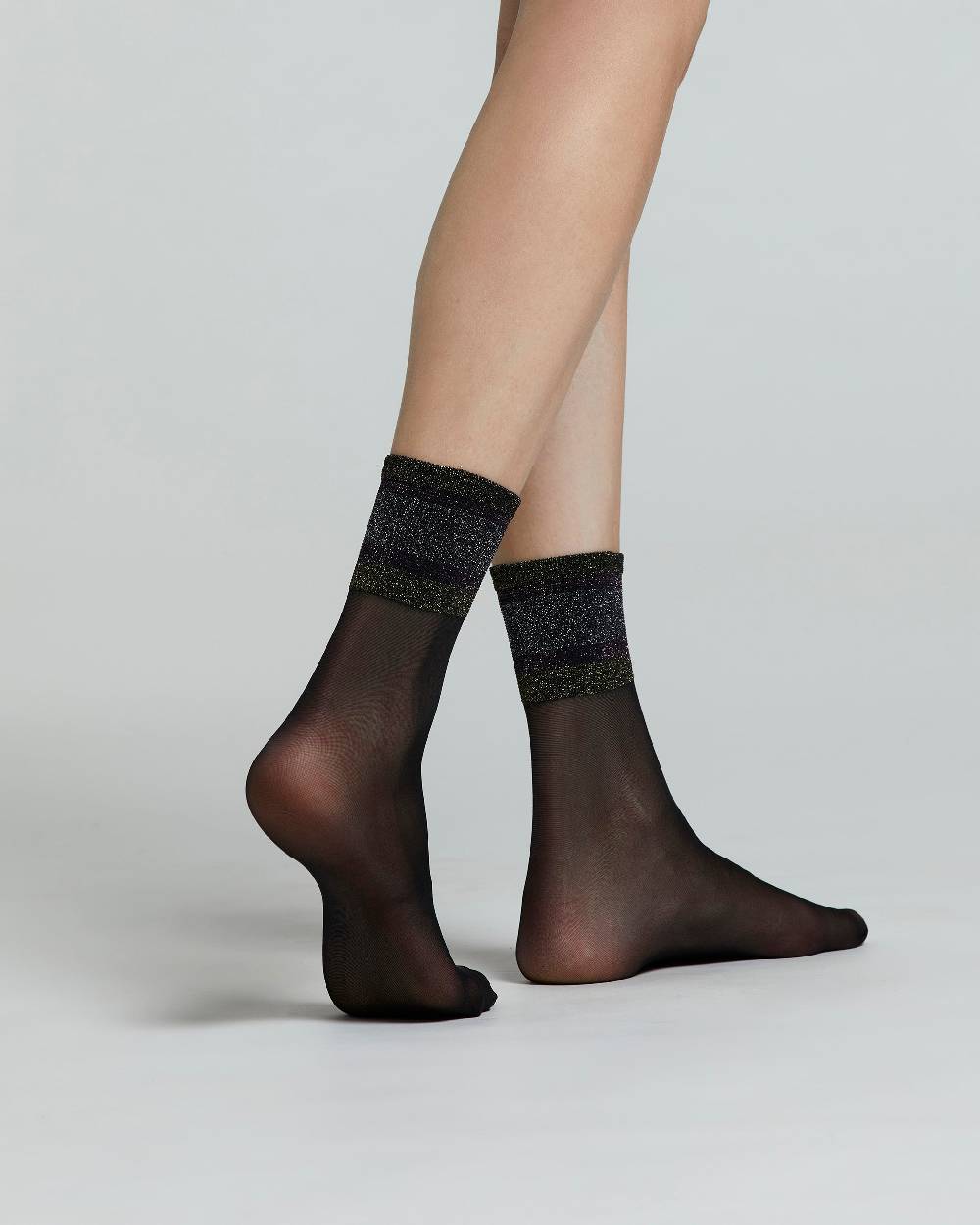 Pompea CALZINO VELATO FLEUR CON BORDO A RIGHE Prezzo basso