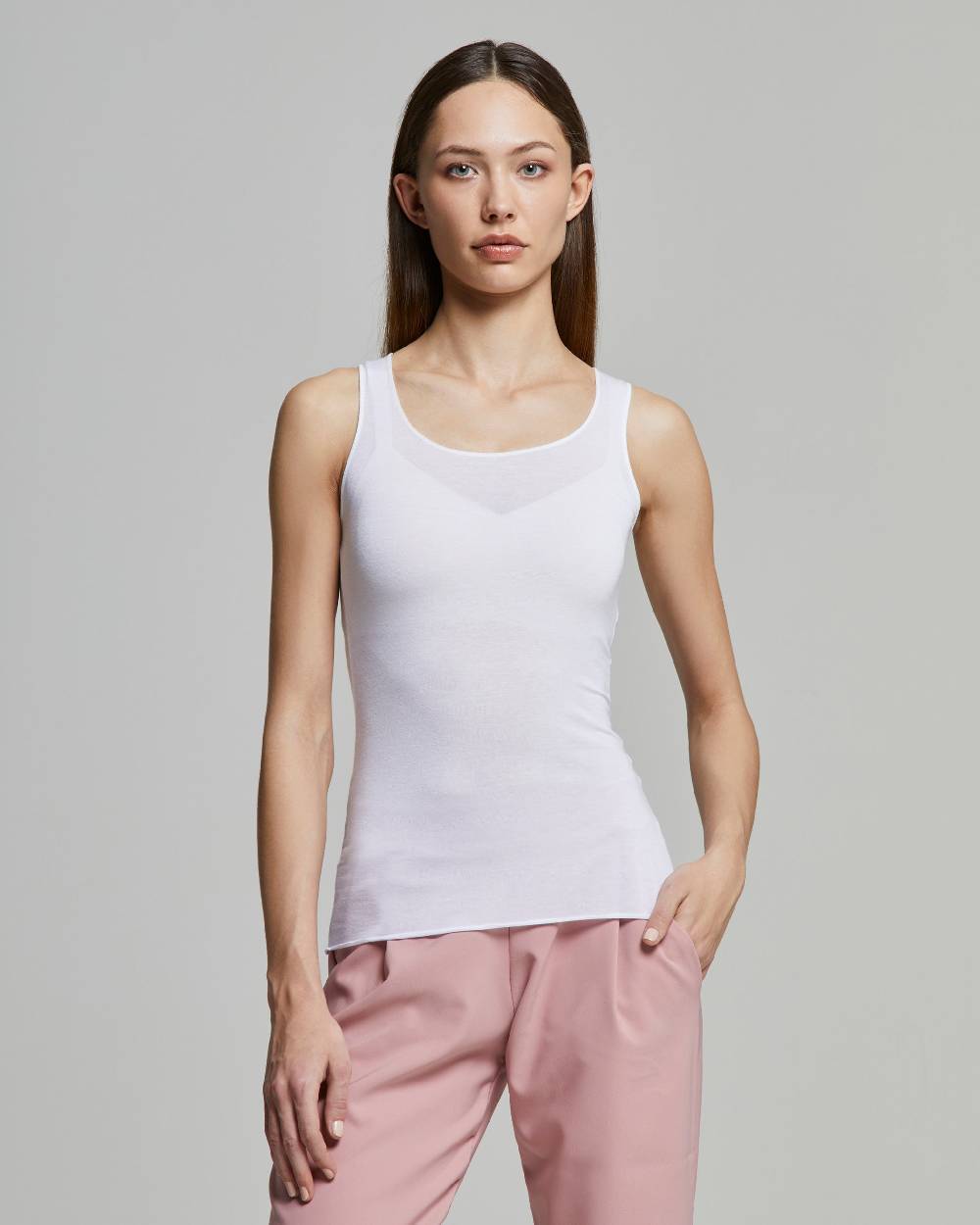 Pompea Canotta scollo tondo in modal cashmere