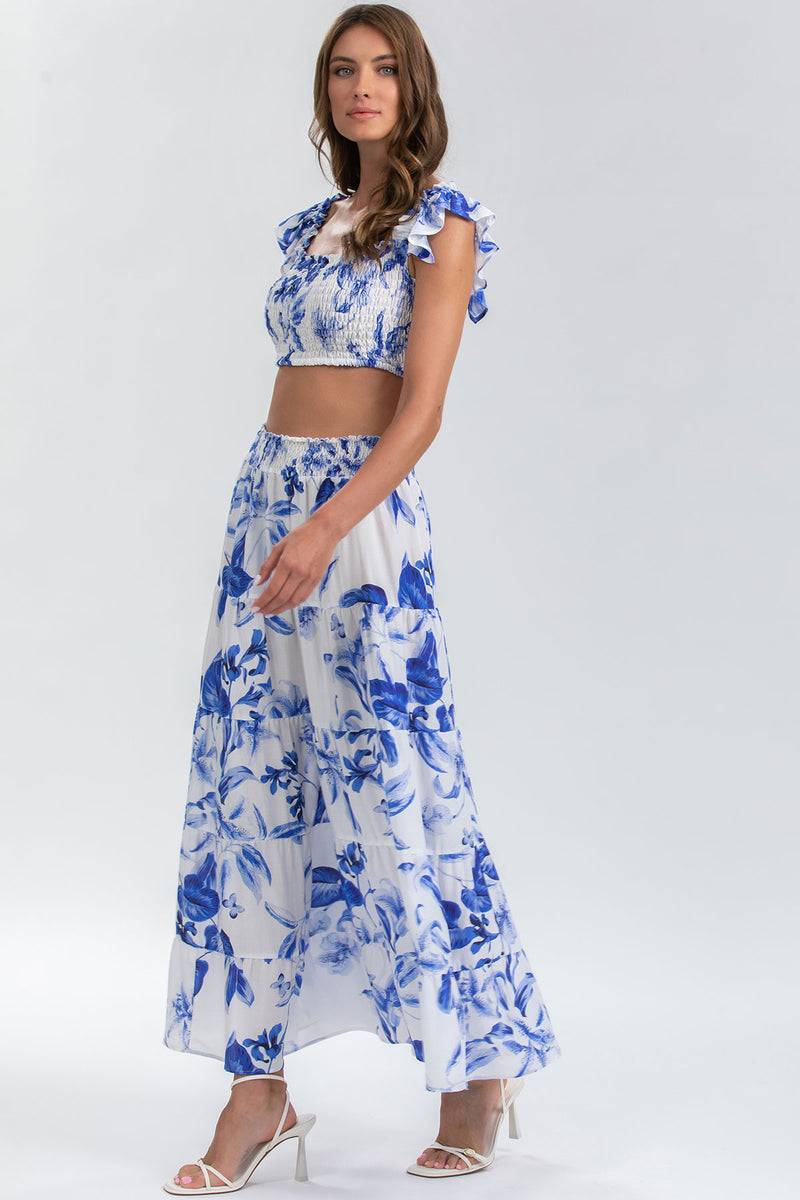 Pietro Brunelli MARISOL Q168 | Maxi Gonna a Balze Stampata Shopping Online